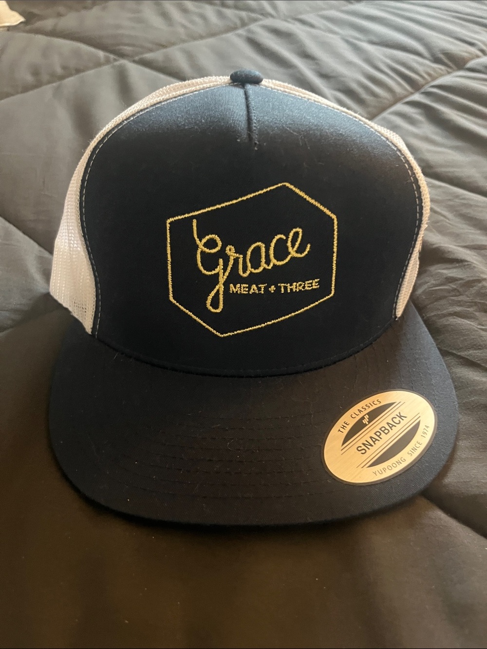 Grace Meat & Three Black and White Snapback Hat